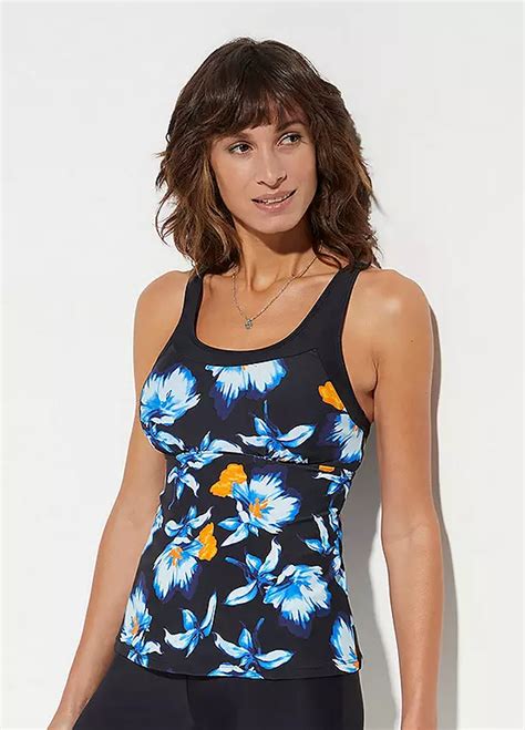 Bonprix Scoop Neck Floral Print Tankini Top Kaleidoscope