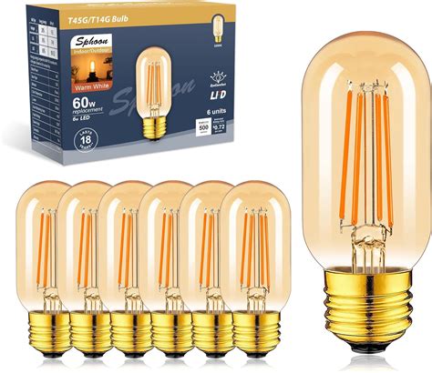 Sphoon Vintage Light Bulbs 60 Watt Dimmable Tubular Led Bulb 6w E26