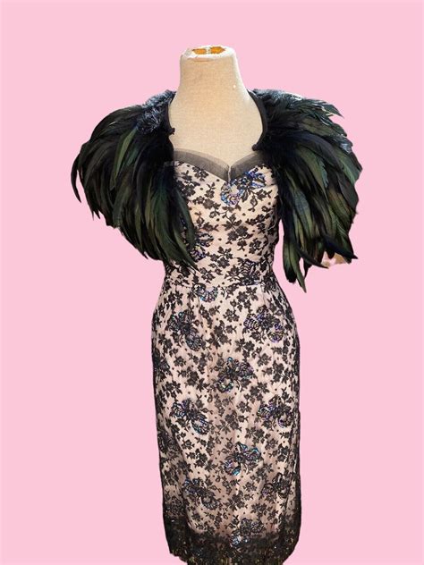 S Nude Illusion Black Lace Sequin Wiggle Dress Vlv Gem