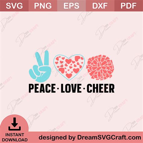 Peace Love Cheer Svg Dreamsvgcraft