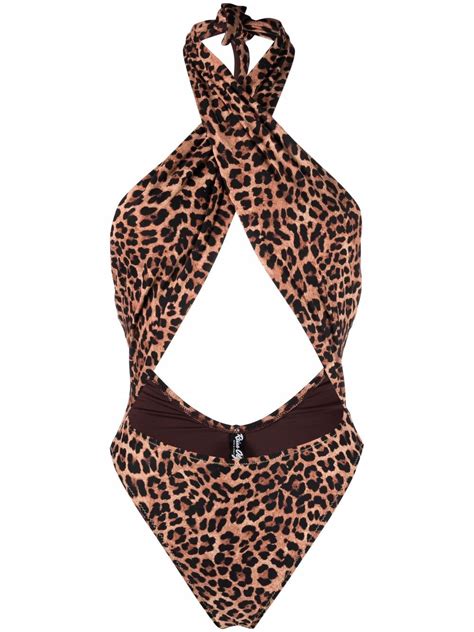 Reina Olga Leopard Print Wrap Front Swimsuit Farfetch