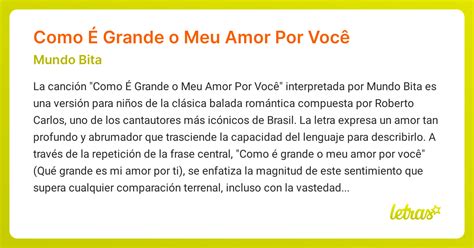 Mundo Bita Como É Grande O Meu Amor Por Você - Significado de la canción Como É Grande o Meu Amor Por Você (Mundo Bita ...