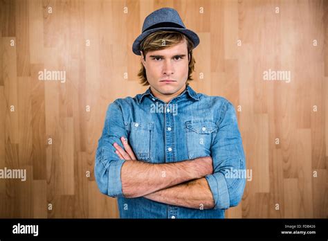 Angry Blonde Hipster Crossing Arms Stock Photo Alamy