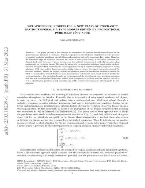 Pdf Well Posedness Results For A New Class Of Stochastic Spatio