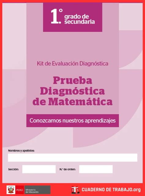 Prueba Diagnóstica de Matemática 1 Grado Secundaria PDF