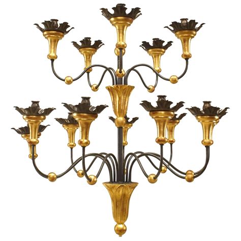 Huge Italian Iron And Carved Parcel Gilt Wood Chandelier At 1stdibs