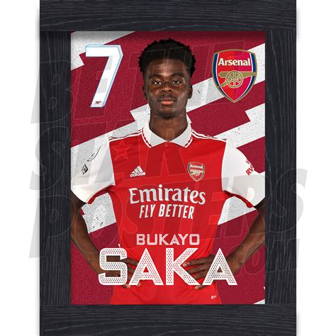 Saka Arsenal Framed Headshot Poster A4 22/23