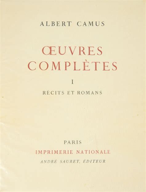 Camus Albert Oeuvres Compl Tes Carnets Paris Imprimerie