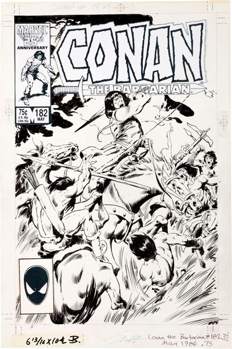 Original Comic Art Covers John Buscema Conan The Barbarian 182 Cover