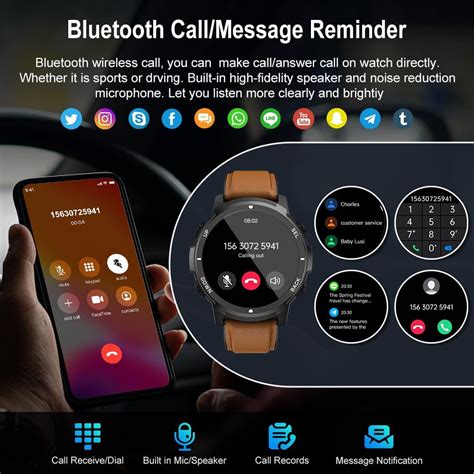 Basznrty Reloj Inteligente Para Hombre Fitness Llamadarespuesta De Llamada Bluetooth Militar