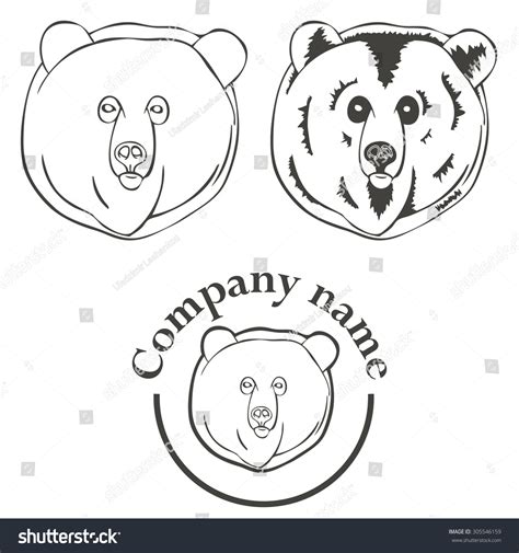 Set Black White Logos Grizzly Bear Stock Vector (Royalty Free ...