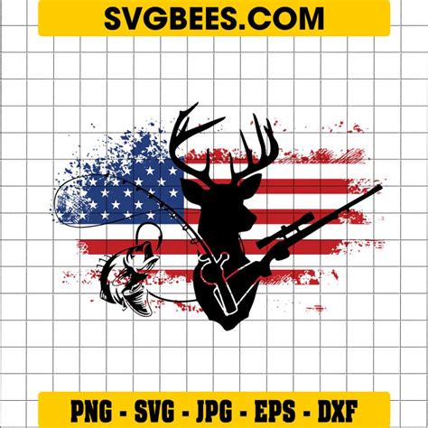 Deer Hunting SVG Hunting SVG Deer SVG Distress USA Flag SVG Riffle