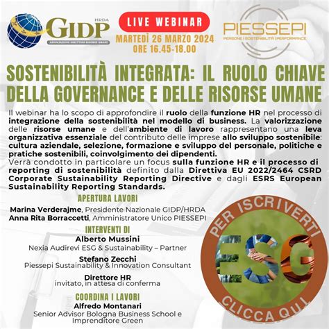 Save The Date Sostenibilità Integrata Il Ruolo Chiave Della