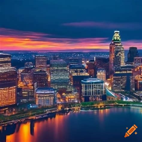 Night View Of Futuristic Baltimore Cityscape