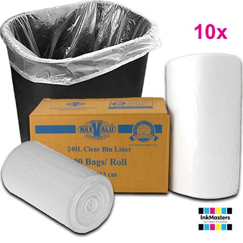 Buy 10 X 240l Clear Heavy Duty Rubbish Bags Bin Liners 100 Garbage