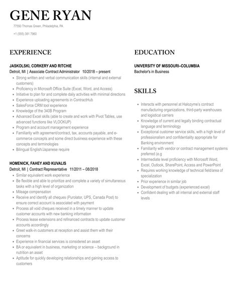 Contract Resume Samples Velvet Jobs