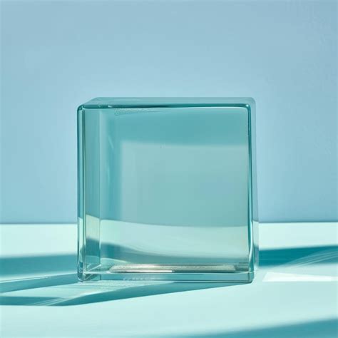 Premium Photo Glass Cube On Blue Background