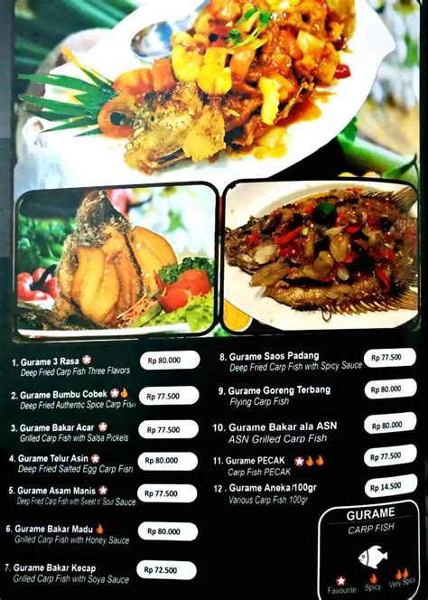 Menu at Aneka Selera Nusantara restaurant, Jakarta