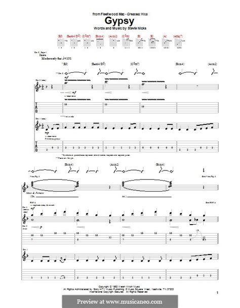 Gypsy Fleetwood Mac By S Nicks Sheet Music On MusicaNeo