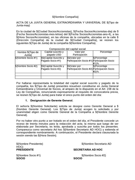 Nombramiento De Representante Legal Pdf Gobierno