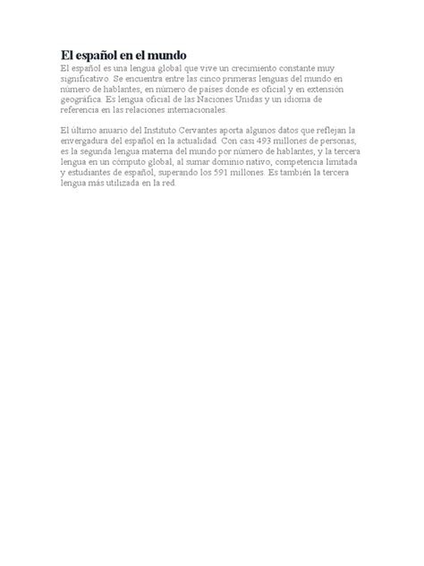 Español en El Mundo | PDF