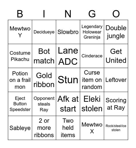 Unite Standard Bingo Card