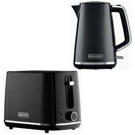 Daewoo Black Stirling Jug Kettle And Toaster Set Kettles And Toasters