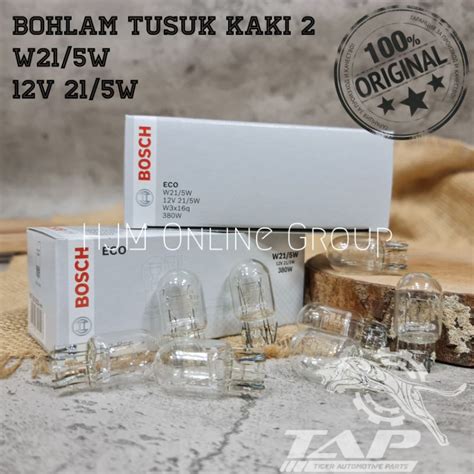 Jual BOHLAM TUSUK KAKI 2 W21 5W 12V BOSCH ORIGINAL LAMPU TANCAP REM