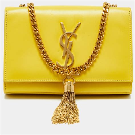 Saint Laurent Yellow Leather Small Monogram Kate Chain Bag Saint