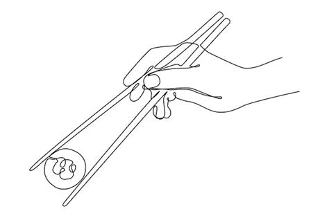 Premium Vector Hand With Chopsticks Holding Sushi Roll