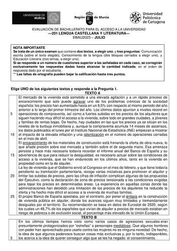 Examen De Artes Esc Nicas De Murcia Ebau De Descargar