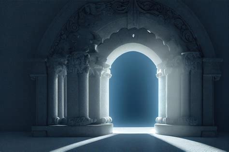 Premium Photo Open Ancient Portal With Overflow Of Light