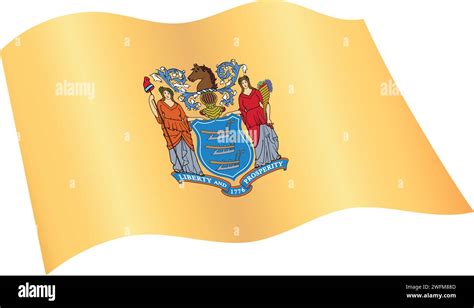 Accurate Correct New Jersey Nj State Flag Flying Waving Flowing Vector