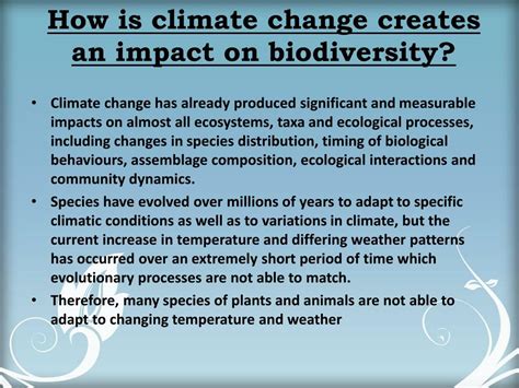 PPT - Climate Change and the impacts on biodiversity PowerPoint ... 