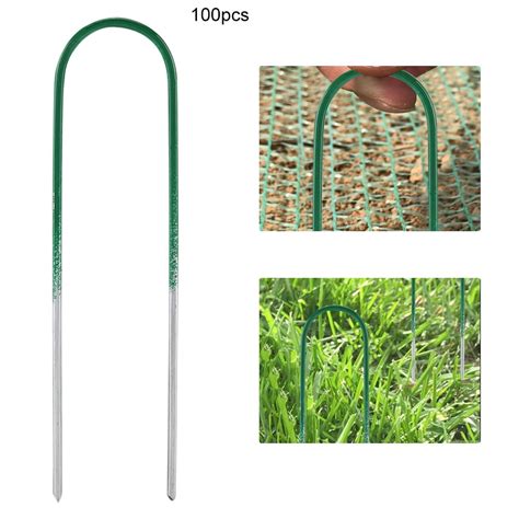 Garosa 100pcs Artificial Grass Turf Steel U Shaped Pins Weed Stakes Pegs For Garden Fence Ground