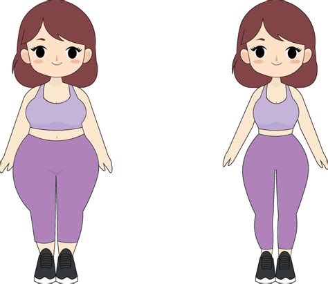 Fat And Thin Woman With Short Hair Before And After Demonstration 49547761 Vector Art At Vecteezy