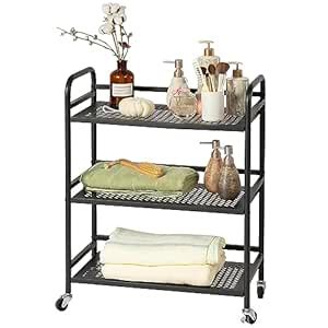 Tier Metal Mesh Utility Cart Rolling Cart Dining Cart Multipurpose