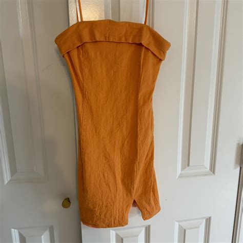 Orange Linen Strapless Dress 🍊only Worn Once 🍑fits Depop