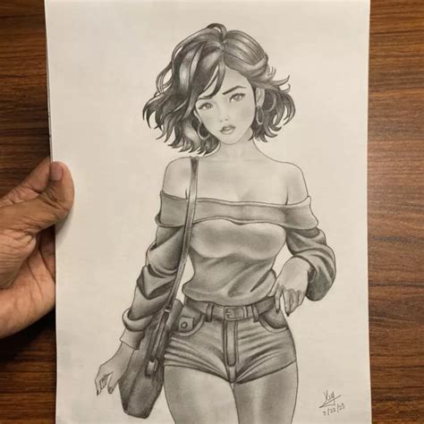 ORIGINAL PENCIL DRAWING A Sexy Anime Girl Beautiful Hot Fairy Female Art NEW PicClick UK