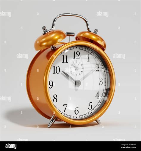 Orange Old Fashioned Alarm Clock Isolated On White Background D