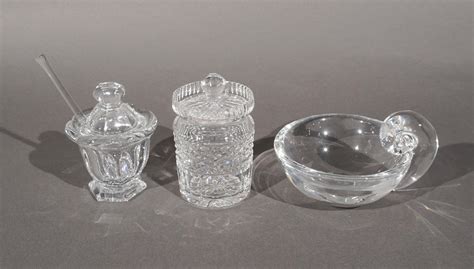 Lot Waterford Crystal Jam Jar Baccarat Crystal Mustard Jar And