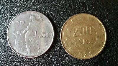 2 Lot Of Repvbblica Italiana 1978 L 50 AND 200 Lire Coins Circulated