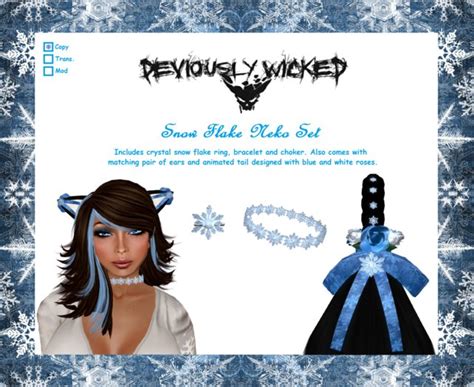 Second Life Marketplace Deviously Wicked Snow Flake Neko Set