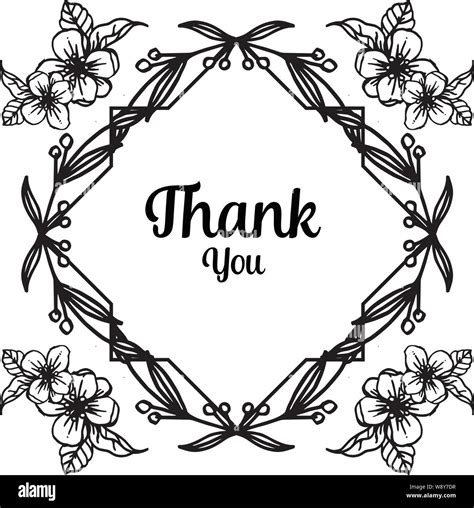 Lettering Of Thank You Shape Of Card Various Elegant Flower Frame