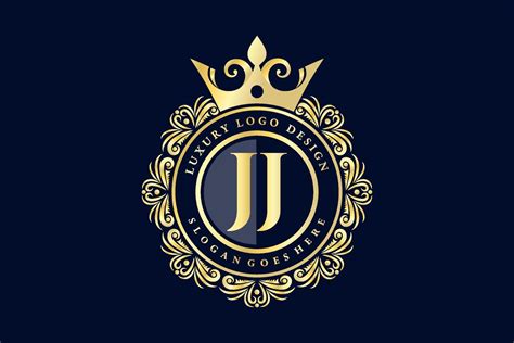 JJ Initial Letter Gold calligraphic feminine floral hand drawn heraldic