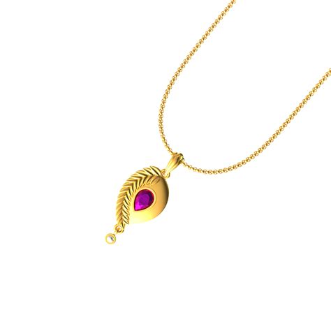 SPE Gold Oval Shape Leaf Design Gold Pendant Poonamallee