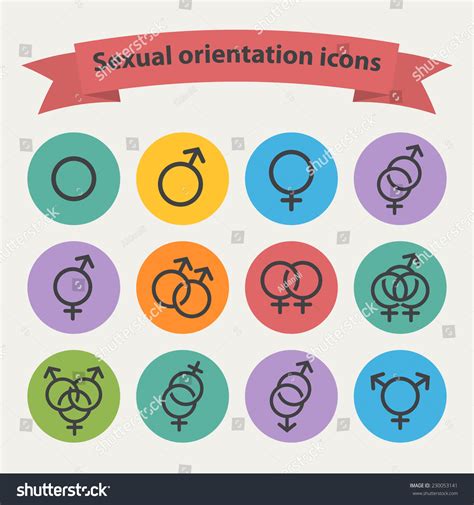 Vector Sexual Orientation Black Web Iconssymbolsign In Flat Style Isolated On A Colorful