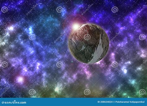 Scene 3d Illustration Or 3d Render Imaginary Planets In The Universe