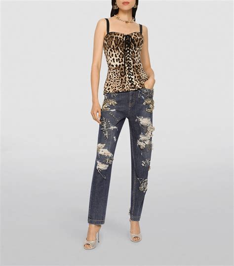 Womens Dolce Gabbana Multi Leopard Print Corset Top Harrods Uk