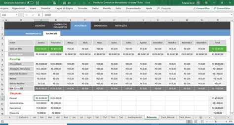 Planilha De Controle De Mensalidades Escolares Mercado Livre